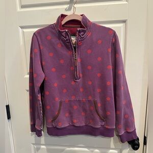 BODEN Mini Girls Half-Zip Polka Dot Sweatshirt